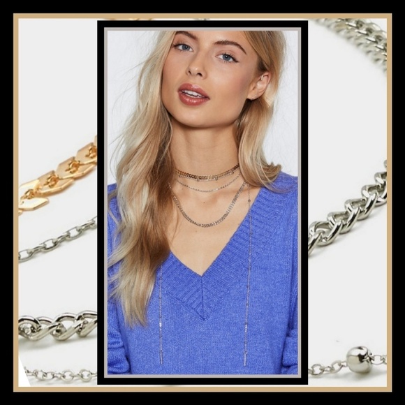 Nasty Gal ✦ Multilayered Gold Necklace ✦ Dainty Layering Chains Statement Chic - Picture 2 of 3